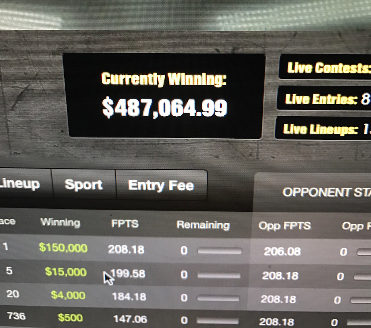DFS win of $487,000