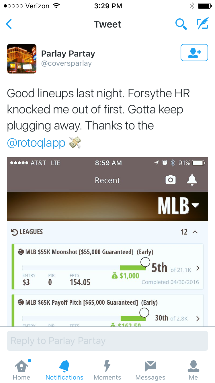 MLB contest win