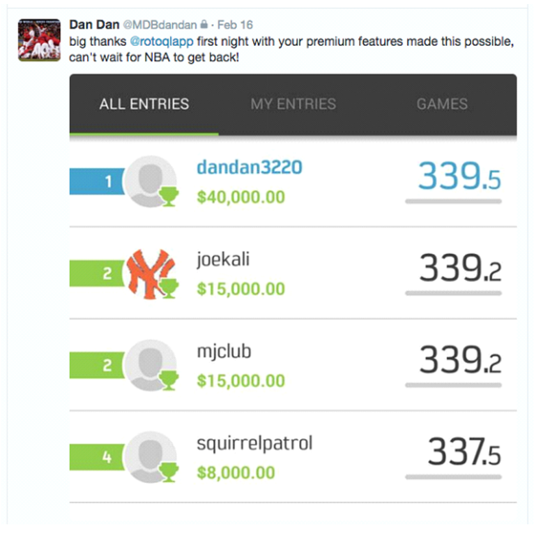 NBA win of $40,000