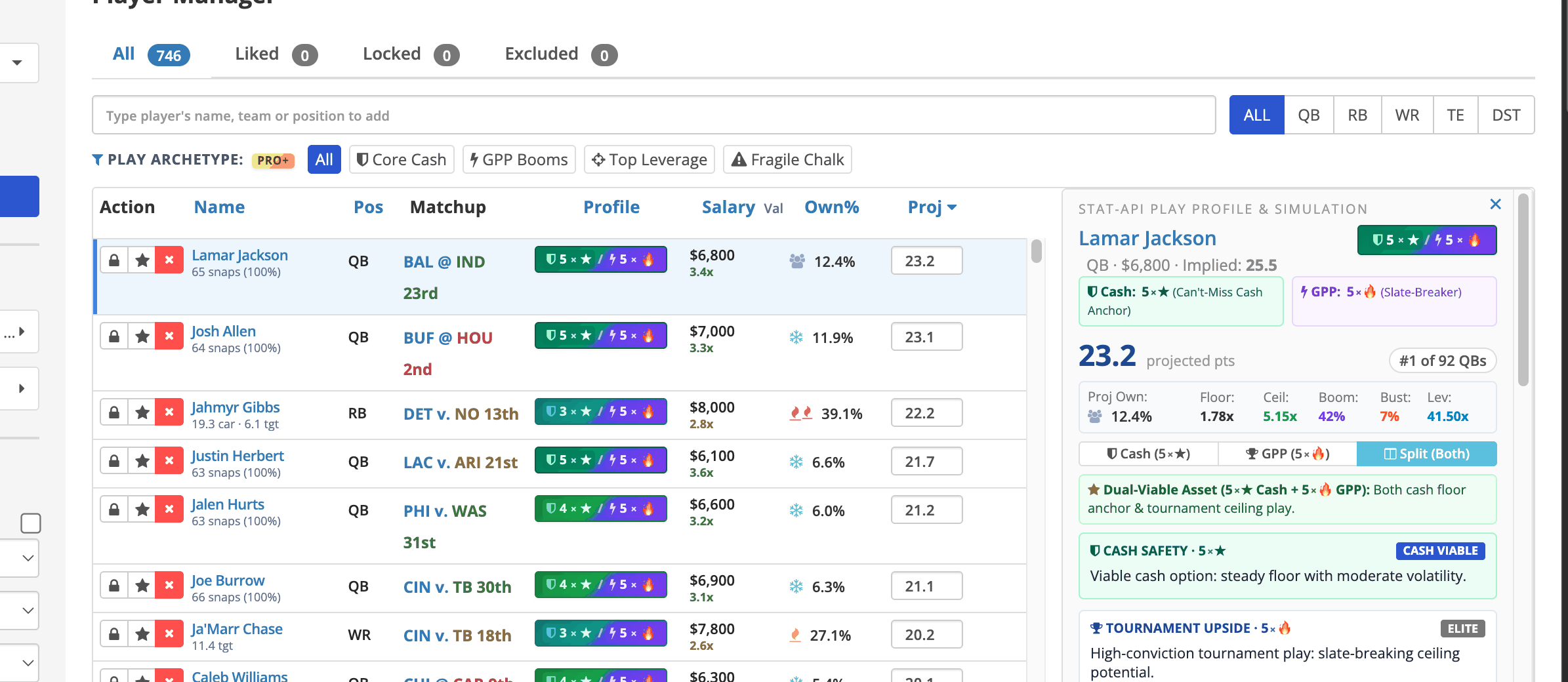 2026 NFL Optimizer with Play Profiles